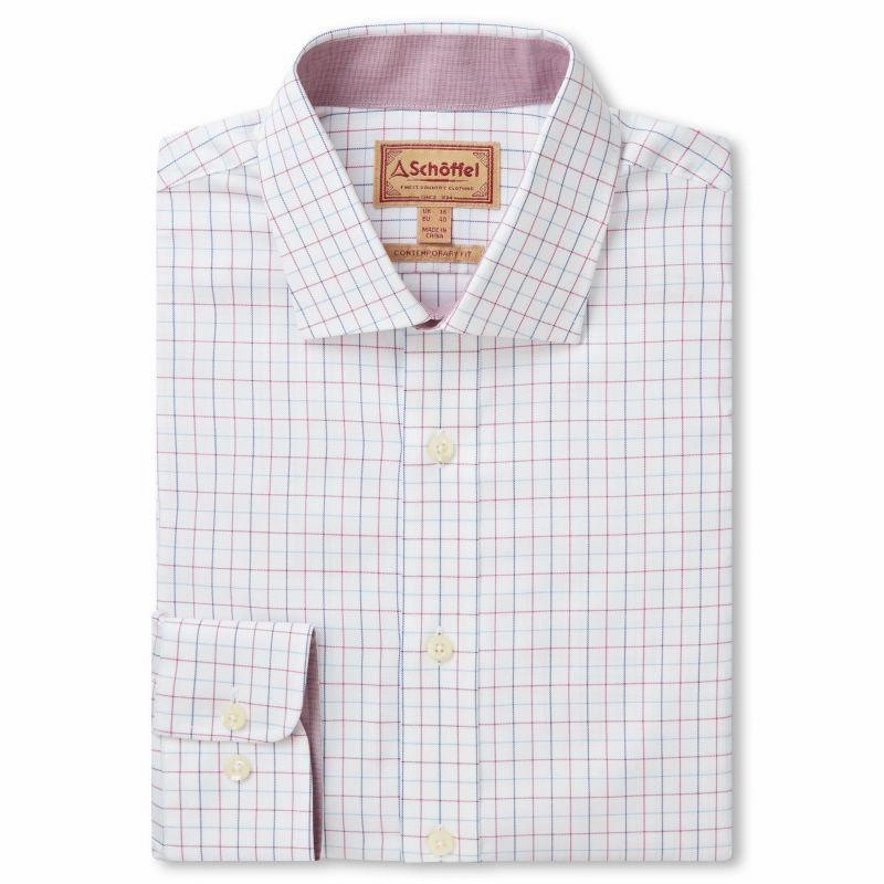 Schoffel Buckden Tailored Mens Shirt - Blue/Pink Check Hot Discount Deal Hot Picks Today