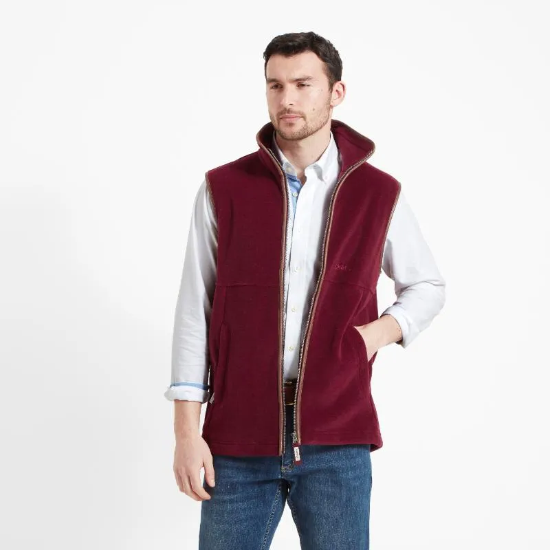 Schoffel Oakham Mens Fleece Gilet - Claret Special Online Offer
