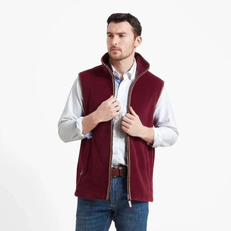 Schoffel Oakham Mens Fleece Gilet - Claret Save Today Event Hot Clearance Now