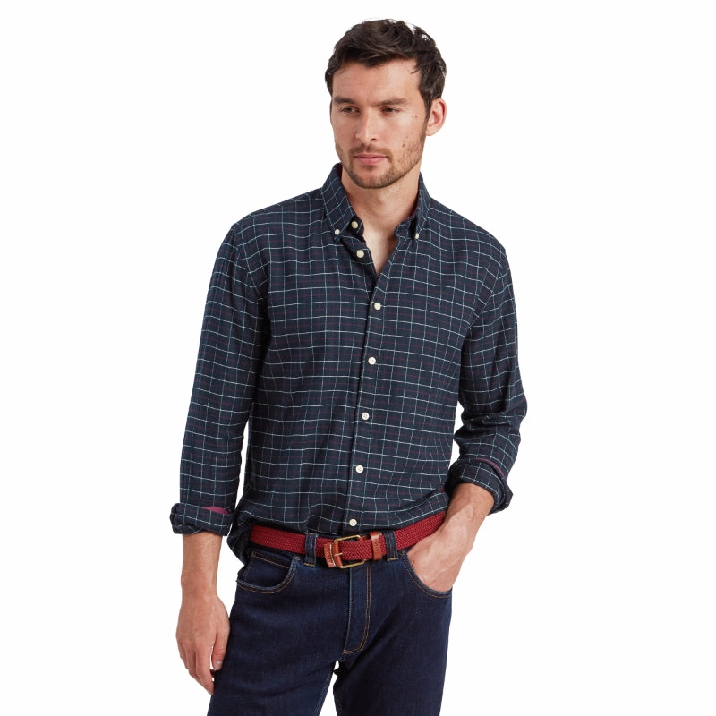 Limited Time Hot Deal Schoffel Aldeburgh Tailored Mens Shirt - Navy/Red/Ecru Check