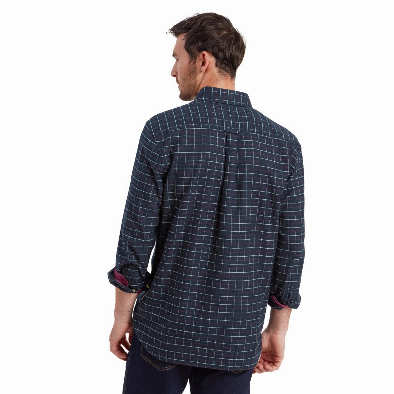 Exclusive Hot Pick Schoffel Aldeburgh Tailored Mens Shirt - Navy/Red/Ecru Check