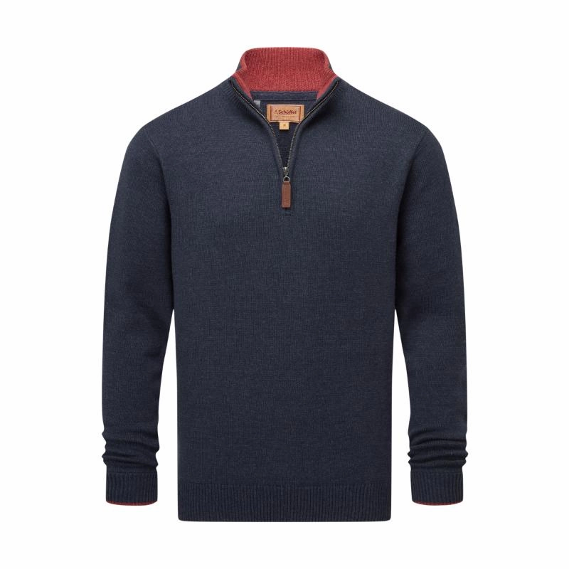 Shop Hot Picks Schoffel Blair 1/4 Zip Mens Jumper - Ink Navy
