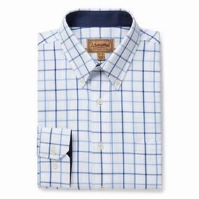 Clearance Alert Now Flash Deal Today Schoffel Brancaster Classic Mens Shirt - Blue Check