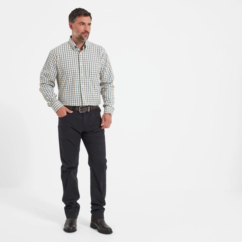 Schoffel Brancaster Classic Mens Shirt - Brown/Navy Check Todays Special Savings Hot Clearance Now