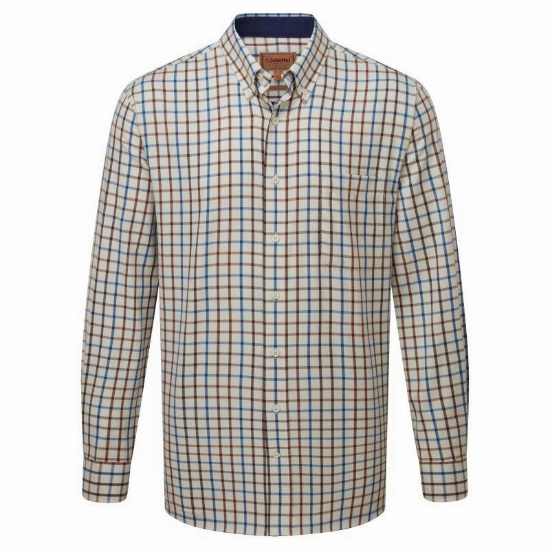 Schoffel Brancaster Classic Mens Shirt - Brown/Navy Check Today Only Offer