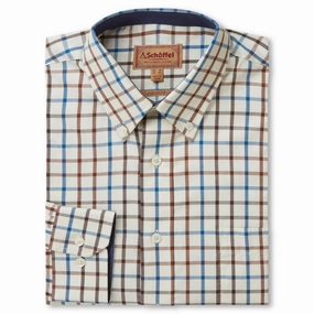 Clearance Event Today Schoffel Brancaster Classic Mens Shirt - Brown/Navy Check