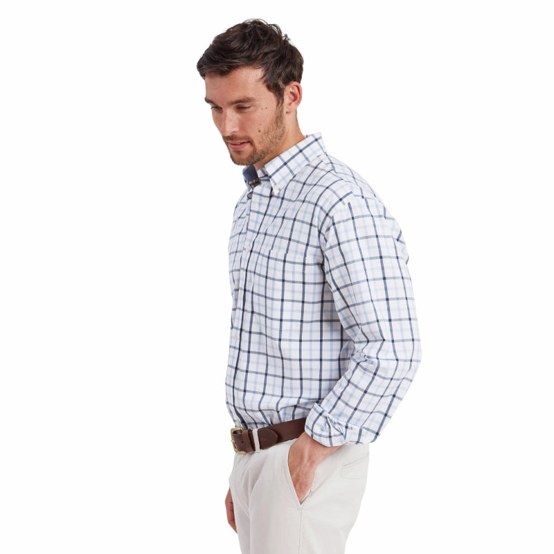 Big Savings Alert Schoffel Brancaster Classic Mens Shirt - Imperial Blue Check