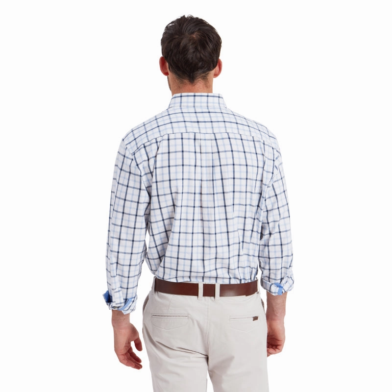 Hot Price Drop Big Savings Today Schoffel Brancaster Classic Mens Shirt - Imperial Blue Check