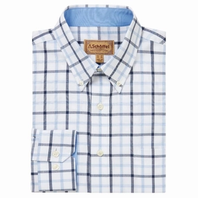 Best Seller Deal Todays Trending Deals Schoffel Brancaster Classic Mens Shirt - Imperial Blue Check