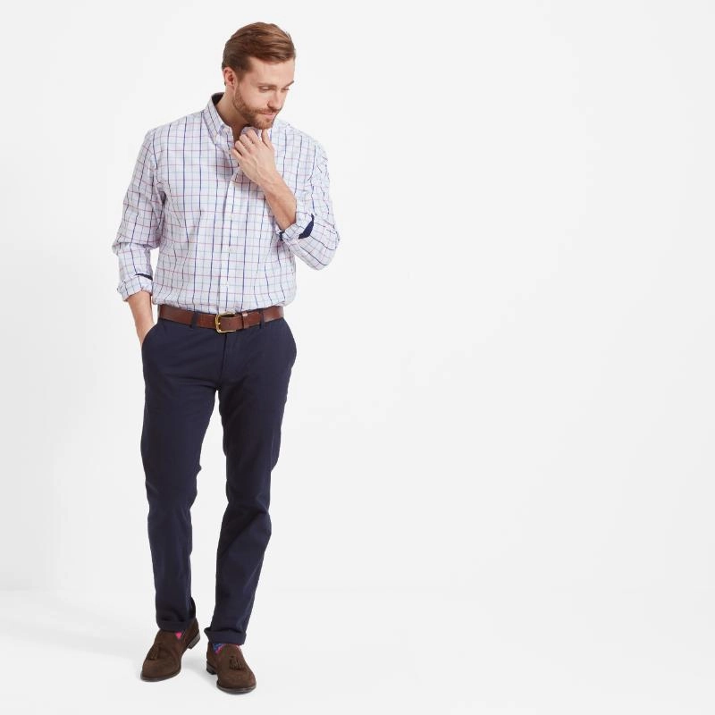 Clearance Event Alert Schoffel Brancaster Mens Classic Shirt - Blue/Pink Check