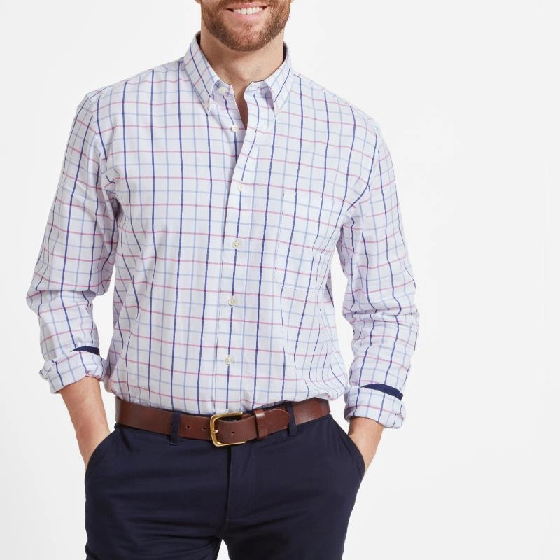 MustHave Gift Ideas Schoffel Brancaster Mens Classic Shirt - Blue/Pink Check