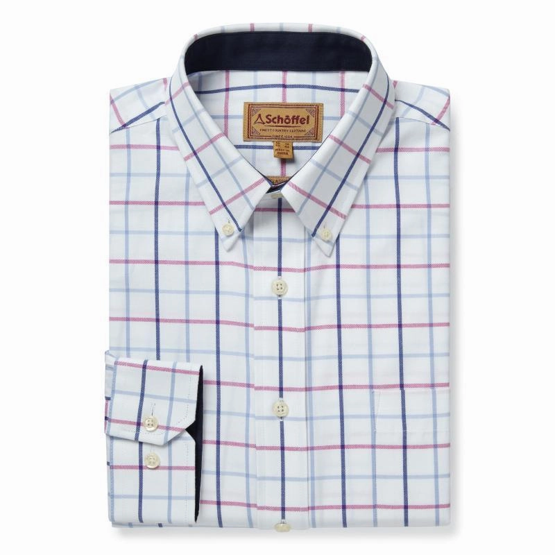Instant Discount Special Surprise Sale Schoffel Brancaster Mens Classic Shirt - Blue/Pink Check
