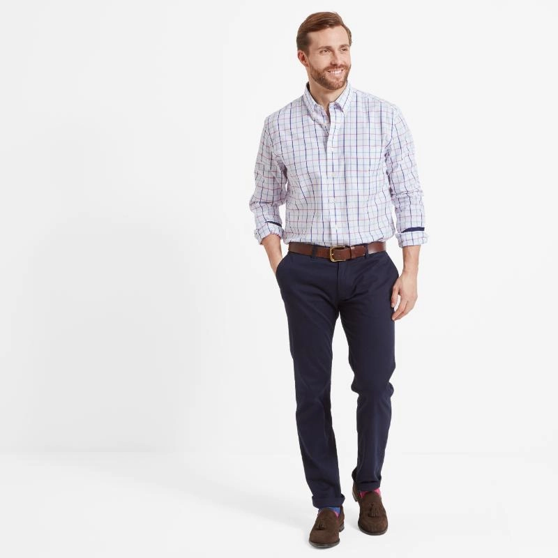 MustHave Gift Ideas Hot Deals Today Schoffel Brancaster Mens Classic Shirt - Blue/Pink Check