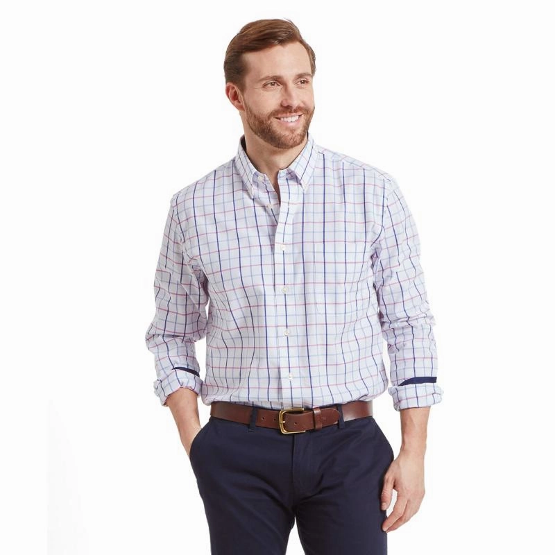 Online Exclusive Savings Schoffel Brancaster Mens Classic Shirt - Blue/Pink Check