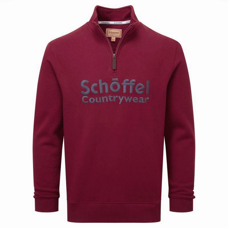 Clearance Sale Schoffel Bude Mens 1/4 Zip Sweatshirt - Bordeaux