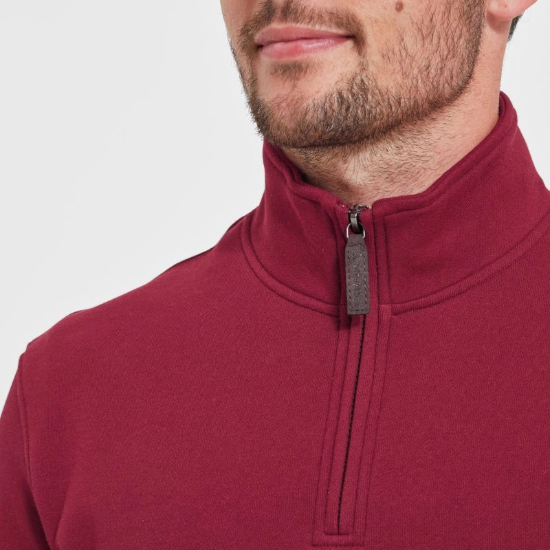 Today Only Hot Sale Schoffel Bude Mens 1/4 Zip Sweatshirt - Bordeaux