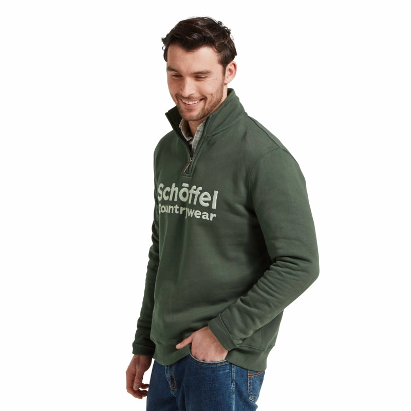 Schoffel Bude Mens 1/4 Zip Sweatshirt - Dark Forest Todays Special Savings Special Online Offer