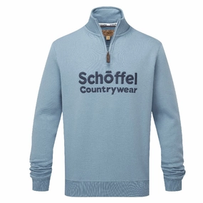 Schoffel Bude Mens 1/4 Zip Sweatshirt  - Pigeon Blue MustHave Deals