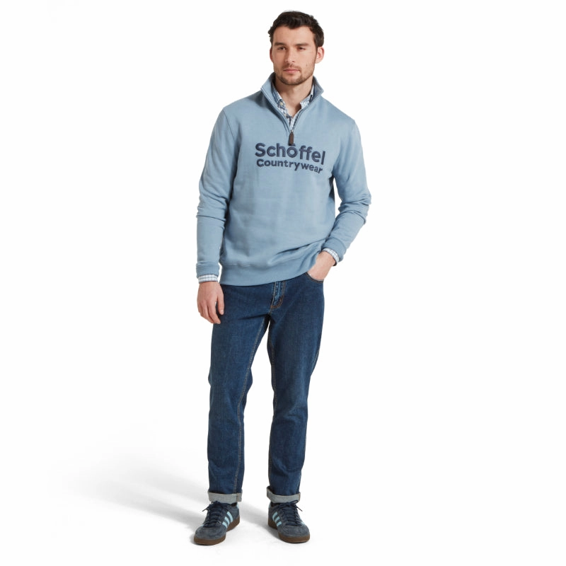 Dont Miss Out Exclusive Hot Pick Schoffel Bude Mens 1/4 Zip Sweatshirt  - Pigeon Blue