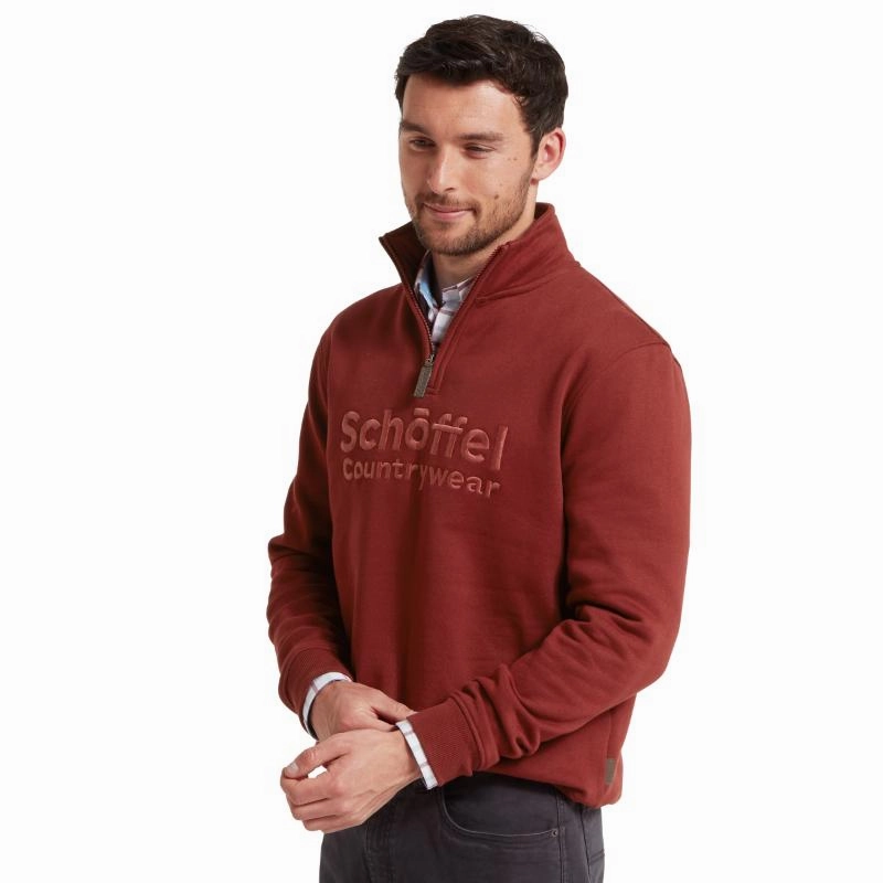 Schoffel Bude Mens 1/4 Zip Sweatshirt - Redwood Price Drop Frenzy