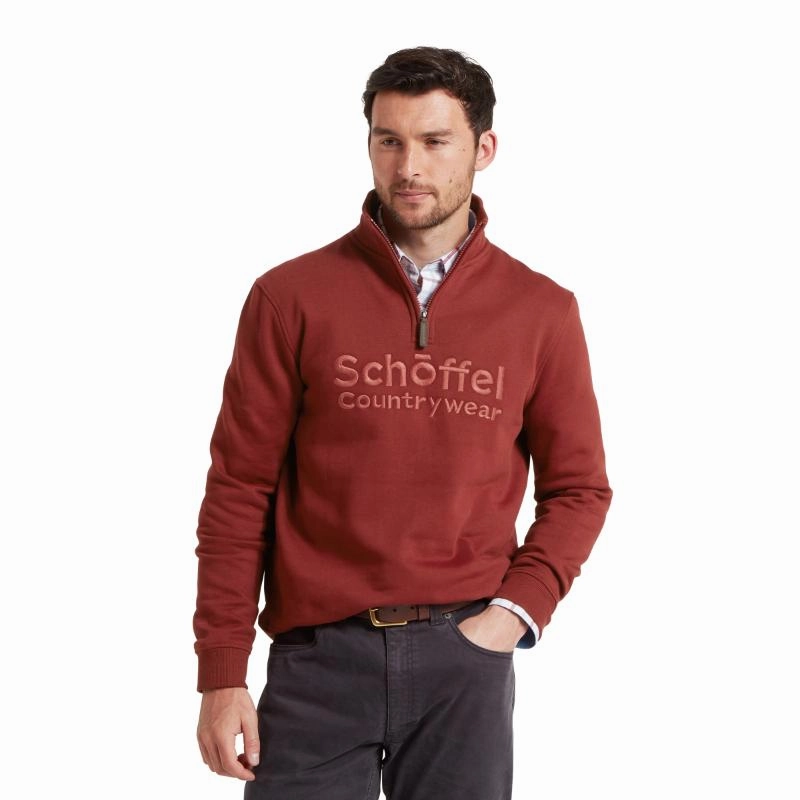 Schoffel Bude Mens 1/4 Zip Sweatshirt - Redwood Today Only Hot Pick