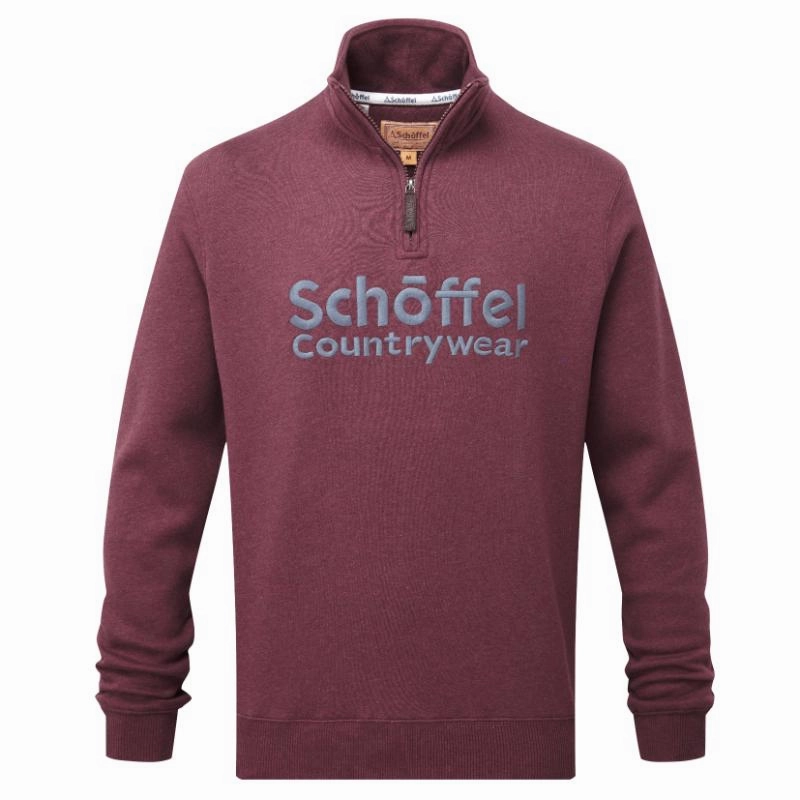 Hot Sale Today Schoffel Bude Mens 1/4 Zip Sweatshirt - Wine Marl