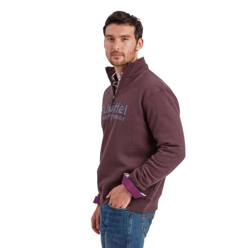 Online Exclusive Offer Grab the Deal Now Schoffel Bude Mens 1/4 Zip Sweatshirt - Wine Marl