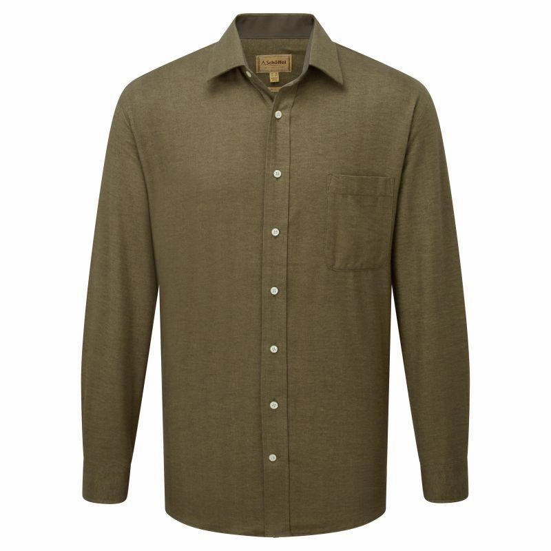 Schoffel Burnham Tattersall Classic Mens Shirt - Loden Green Herringbone Special Occasion Discount Instant Savings Inside