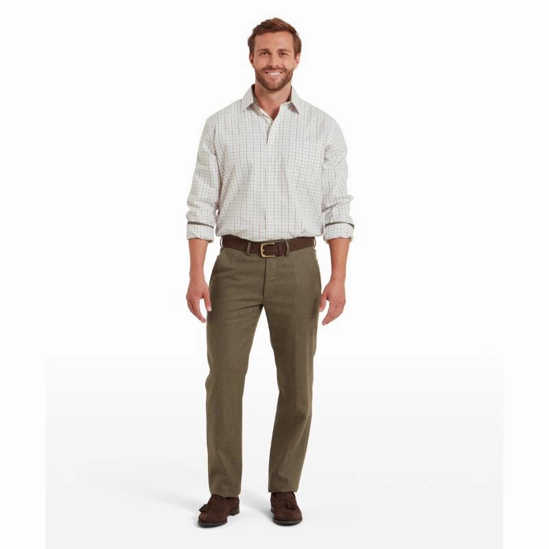 Grab Todays Deal Schoffel Burnham Tattersall Classic Mens Shirt - Moss Tattersall