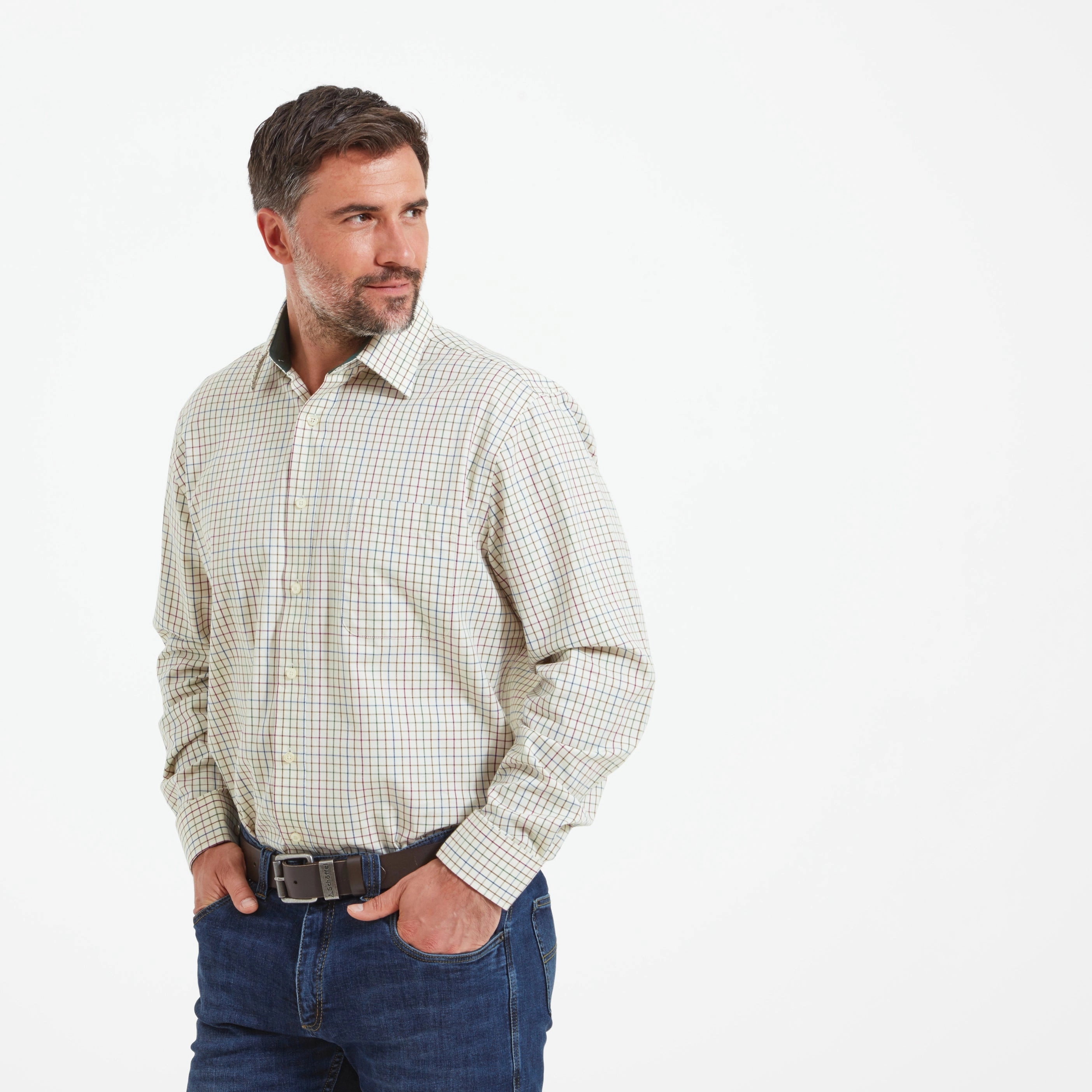 Hot Deal Alert Schoffel Burnham Tattersall Classic Mens Shirt - Olive Tattersall