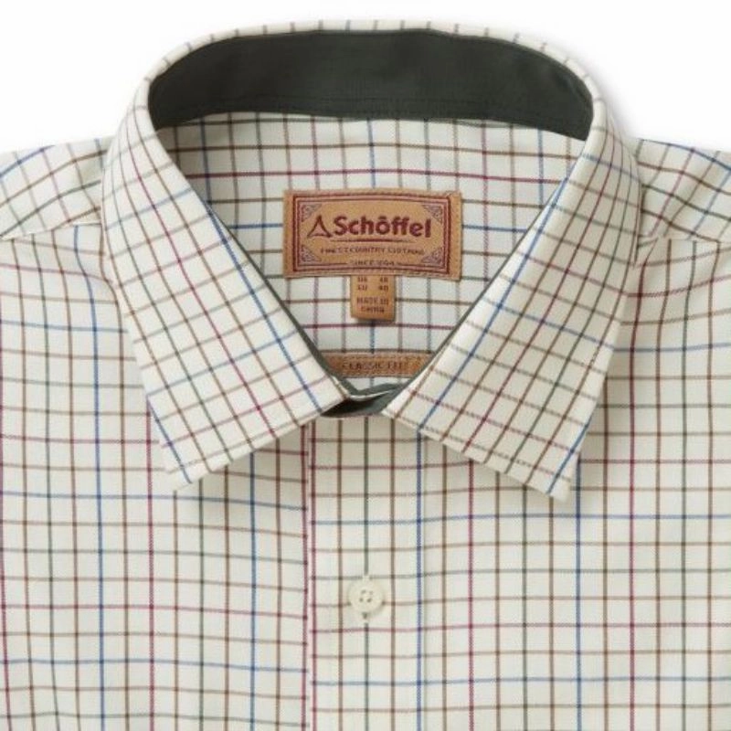 Save More Online Schoffel Burnham Tattersall Classic Mens Shirt - Olive Tattersall