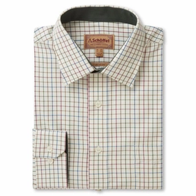 Special Surprise Sale Hot Offer Frenzy Schoffel Burnham Tattersall Classic Mens Shirt - Olive Tattersall
