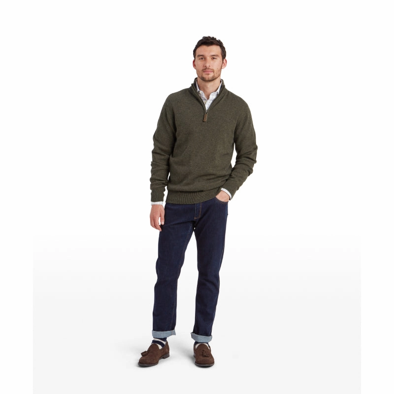 MustHave Deal Schoffel Calton Cotton Cashmere 1/4 Zip Mens Jumper - Loden Green