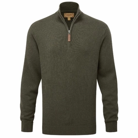 MustShop Sale Schoffel Calton Cotton Cashmere 1/4 Zip Mens Jumper - Loden Green