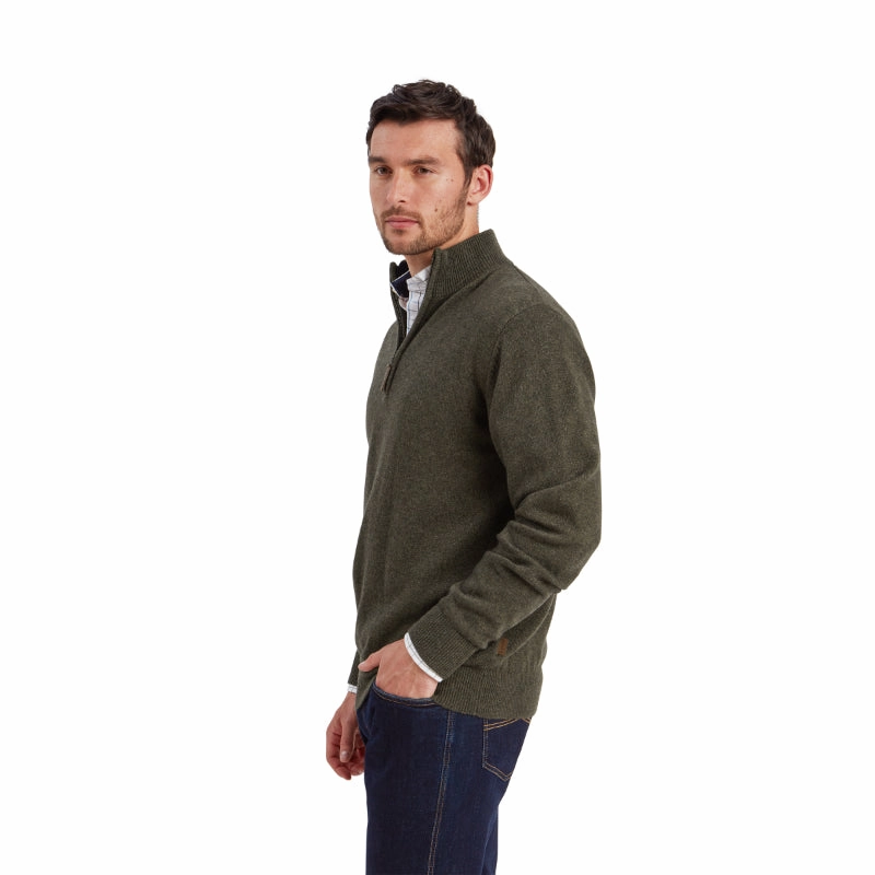 Schoffel Calton Cotton Cashmere 1/4 Zip Mens Jumper - Loden Green Special Deals Online