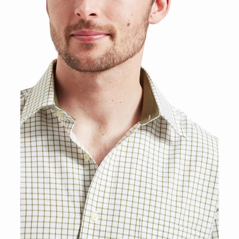 Schoffel Cambridge Mens Classic Fit Cotton Check Shirt - Olive Trending Now Discount Shop the Best Deals