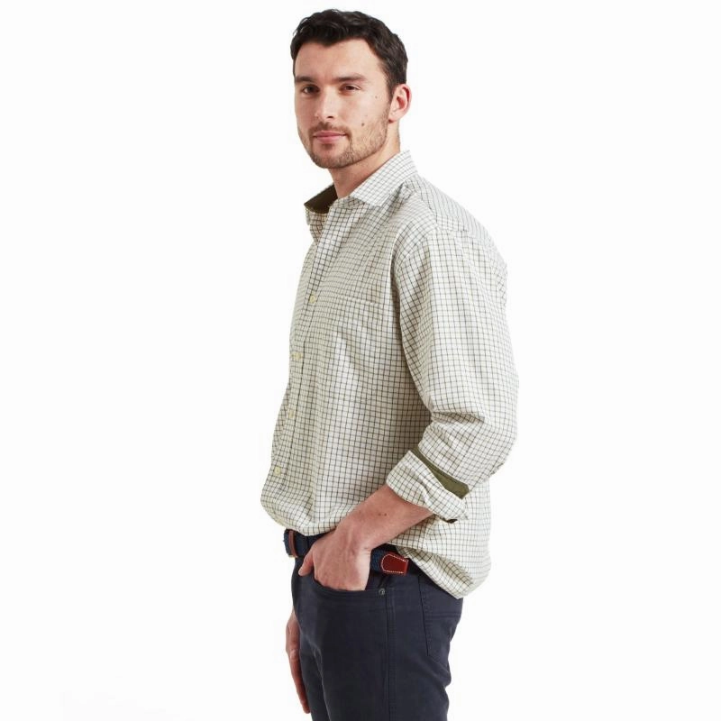 Limited Edition Offer Best Seller Deal Schoffel Cambridge Mens Classic Fit Cotton Check Shirt - Olive