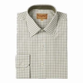 Grab It Before Gone Schoffel Cambridge Mens Classic Fit Cotton Check Shirt - Olive