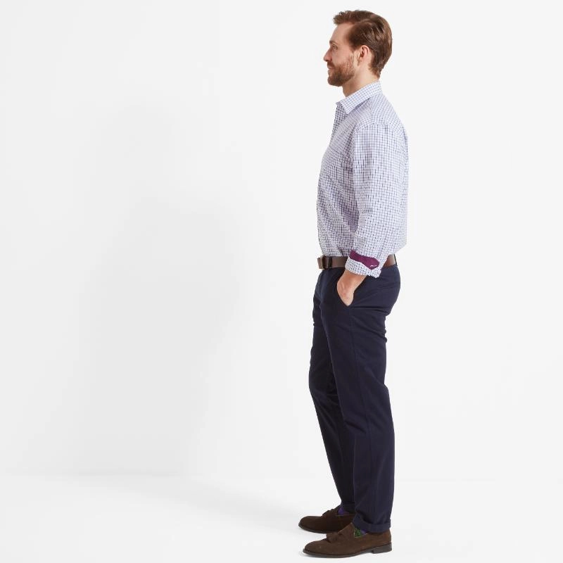 Schoffel Cambridge Mens Classic Fit Cotton Check Shirt - Purple Hot Price Drop