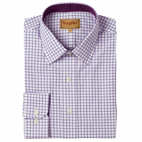 Trending Hot Picks Daily Hot Deal Schoffel Cambridge Mens Classic Fit Cotton Check Shirt - Purple