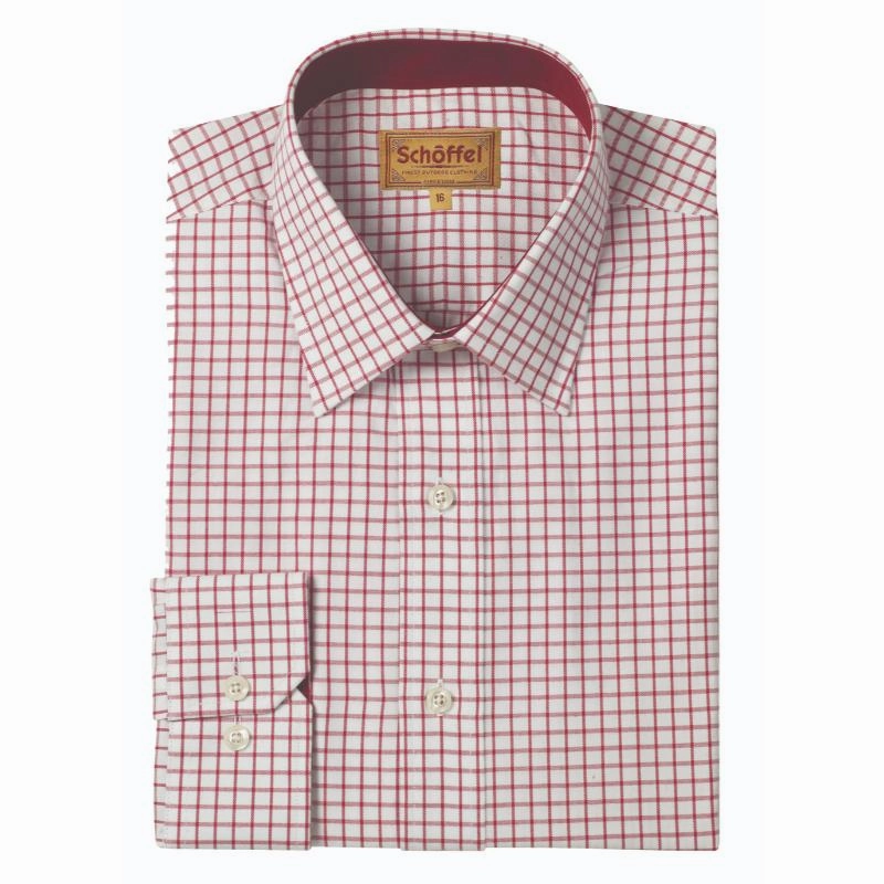 Schoffel Cambridge Mens Classic Fit Cotton Check Shirt - Red Shop the Best Deals Mega Sale Now