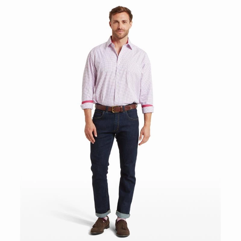 Schoffel Cambridge Mens Classic Fit Cotton Check Shirt - Red Save Today Only Limited Stock Deals