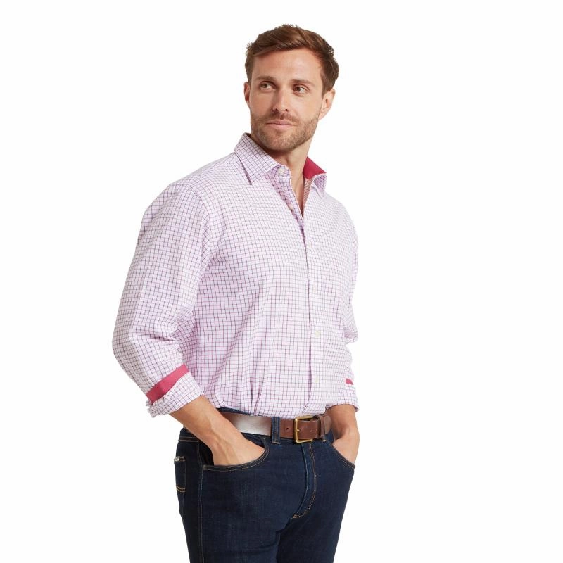 Schoffel Cambridge Mens Classic Fit Cotton Check Shirt - Red Today Only Offer