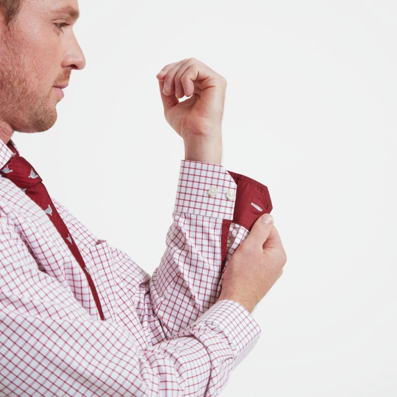 Schoffel Cambridge Tailored Sporting Fit Mens Shirt - Red Shop Hot Deals Save Big Online