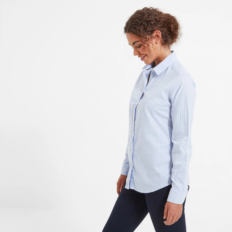 Trending Offer Today Schoffel Cley Soft Oxford Ladies Shirt - Blue/Pink Stripe
