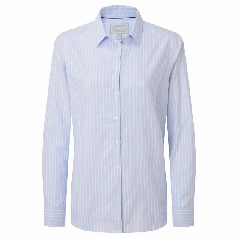 Instant Discount Schoffel Cley Soft Oxford Ladies Shirt - Blue/Pink Stripe