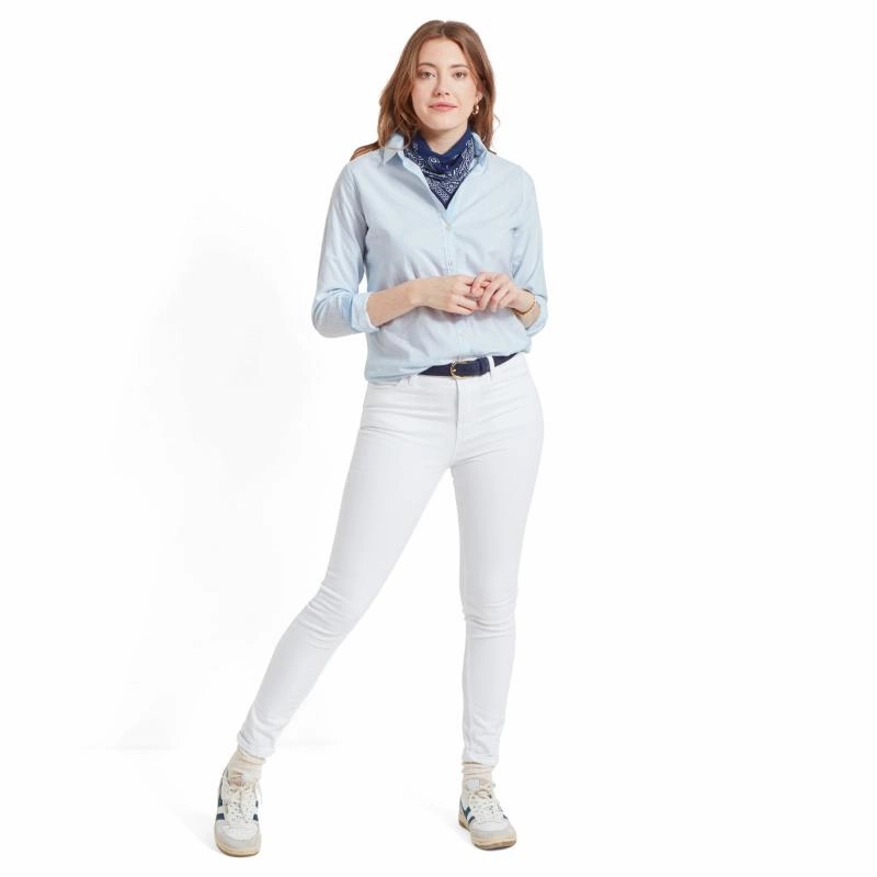 Schoffel Cley Soft Oxford Ladies Shirt - Pale Blue Stripe Exclusive Savings Event