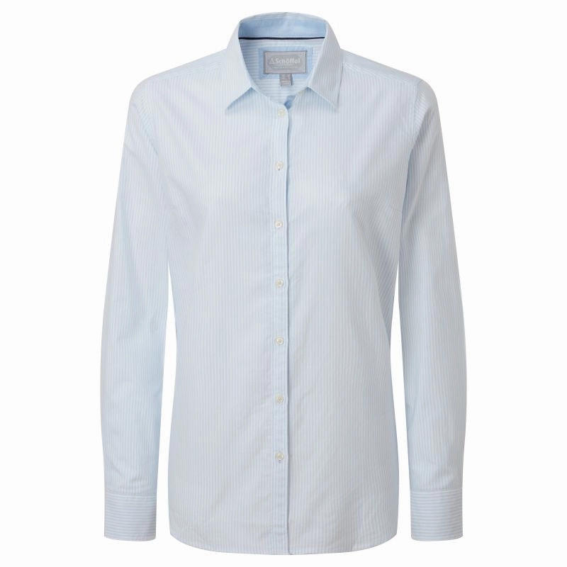 Schoffel Cley Soft Oxford Ladies Shirt - Pale Blue Stripe Flash Sale Now Shop the Savings Now