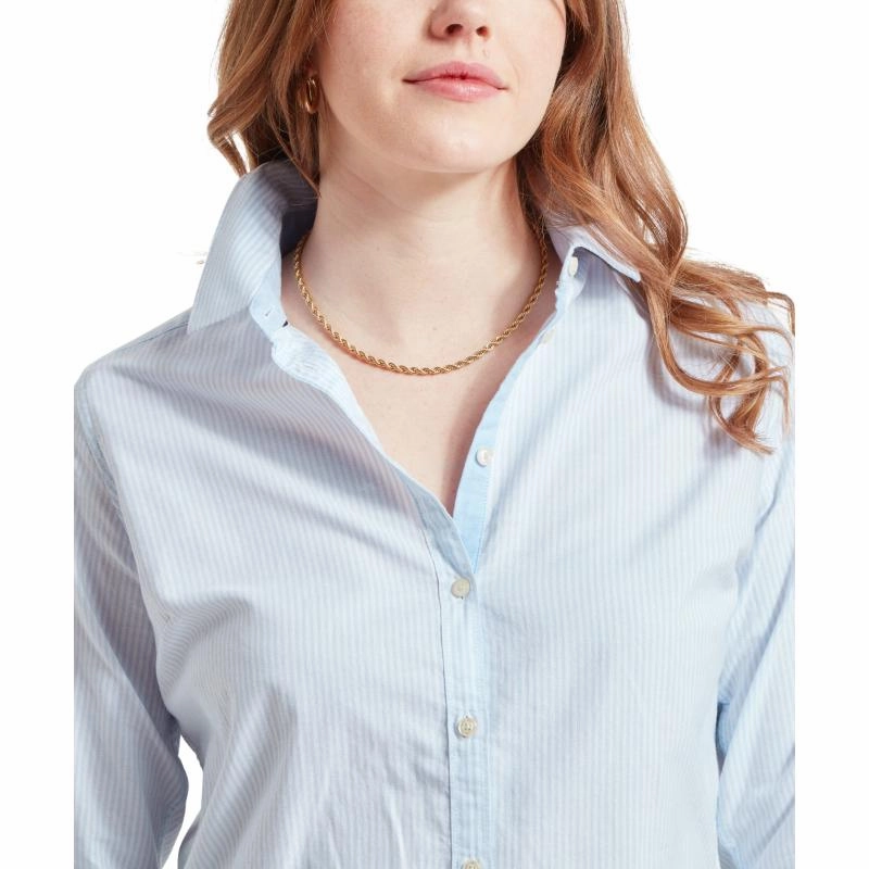 Dont Miss This Steal Schoffel Cley Soft Oxford Ladies Shirt - Pale Blue Stripe