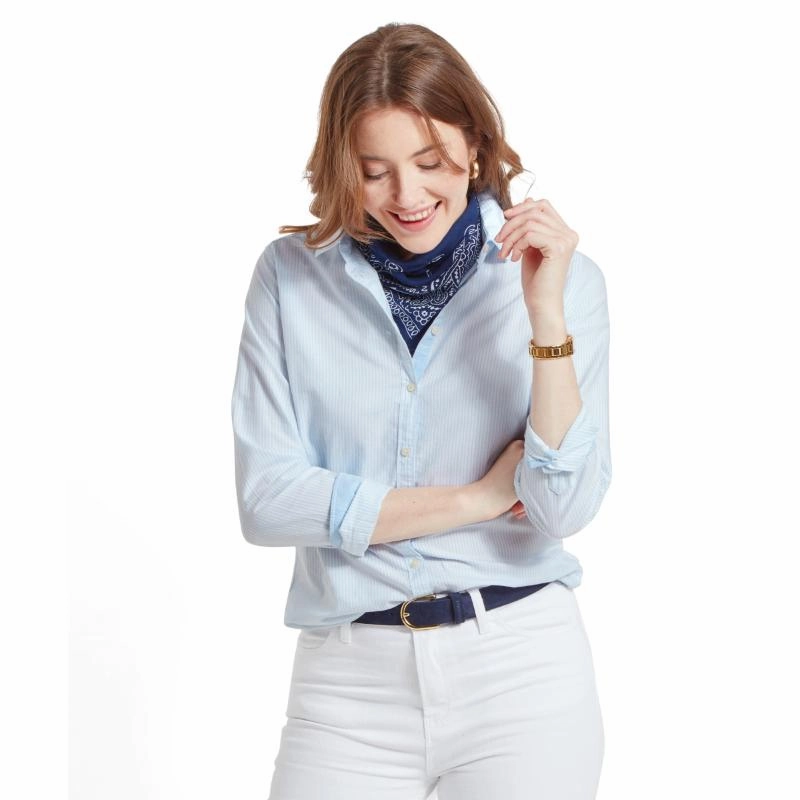 Schoffel Cley Soft Oxford Ladies Shirt - Pale Blue Stripe Trending Savings Now Big Savings Event